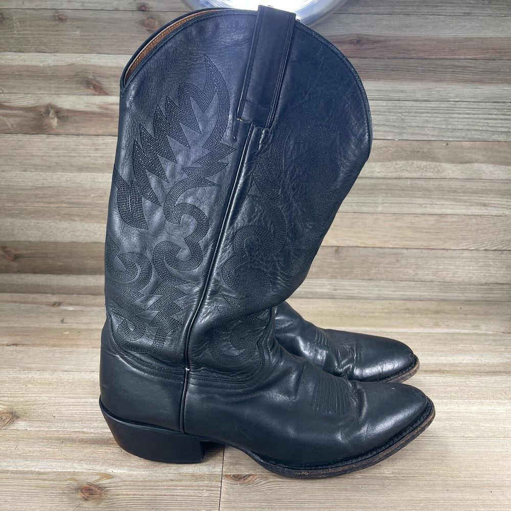 Cody James Boots Mens 9 D Black Leather Cowboy Western Almound Toe Pull On